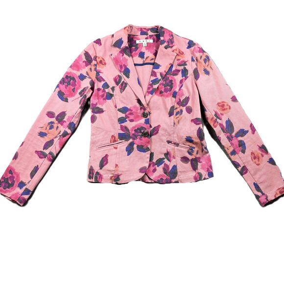 Cabi Pink Floral Cropped Jacket Blazer Preppy Romantic Rose Garden Pretty Size 2 - Picture 1 of 8